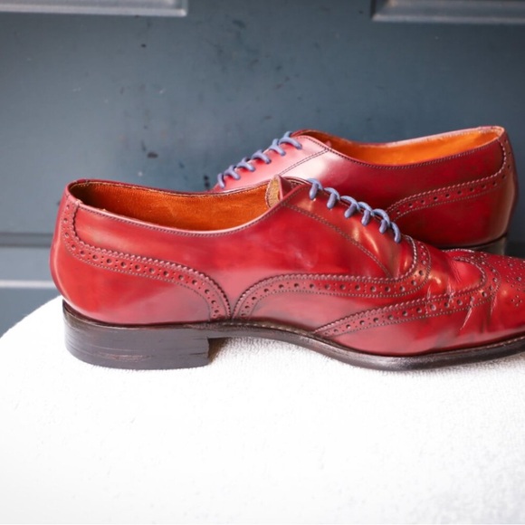 SALE - Grenson 9.5-D US Red Mens Wingtip Oxford Dress Shoes - Picture 8 of 14